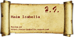Haim Izabella névjegykártya
